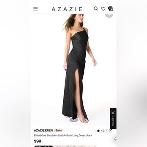 Azazie Eren black satin stretch bridesmaid dress